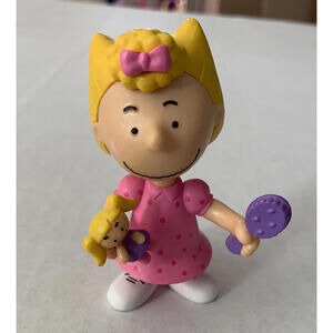 Charlie Brown Sally w/Doll & Brush Peanuts PVC Figure 3" Cake Topper